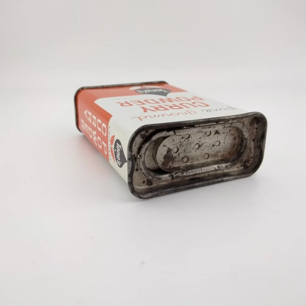Tone's Spices Curry Powder‎ Vintage Orange and White Tin 3